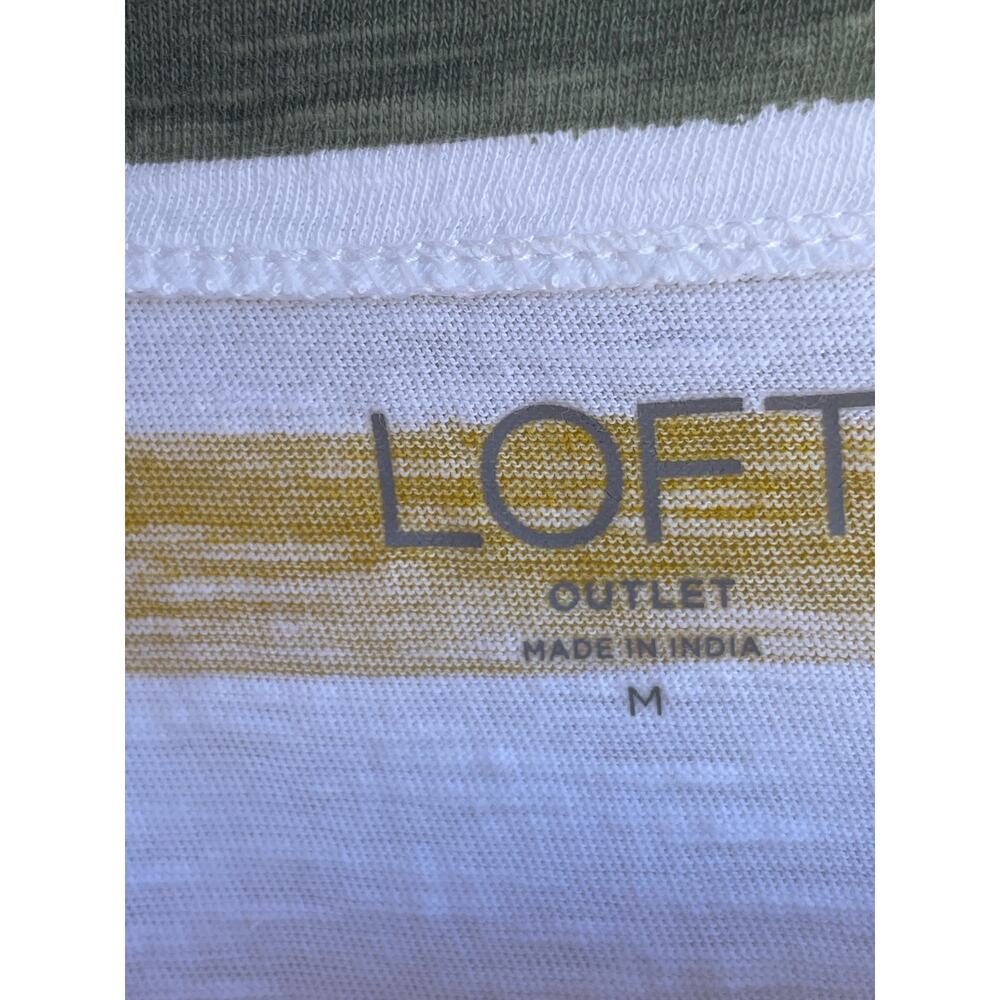 LOFT Outlet 3/4 length sleeve striped tee Medium M 100% Cotton - Picture 3 of 7